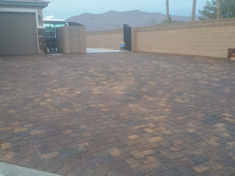 The same driveway after sealing, old and new blended