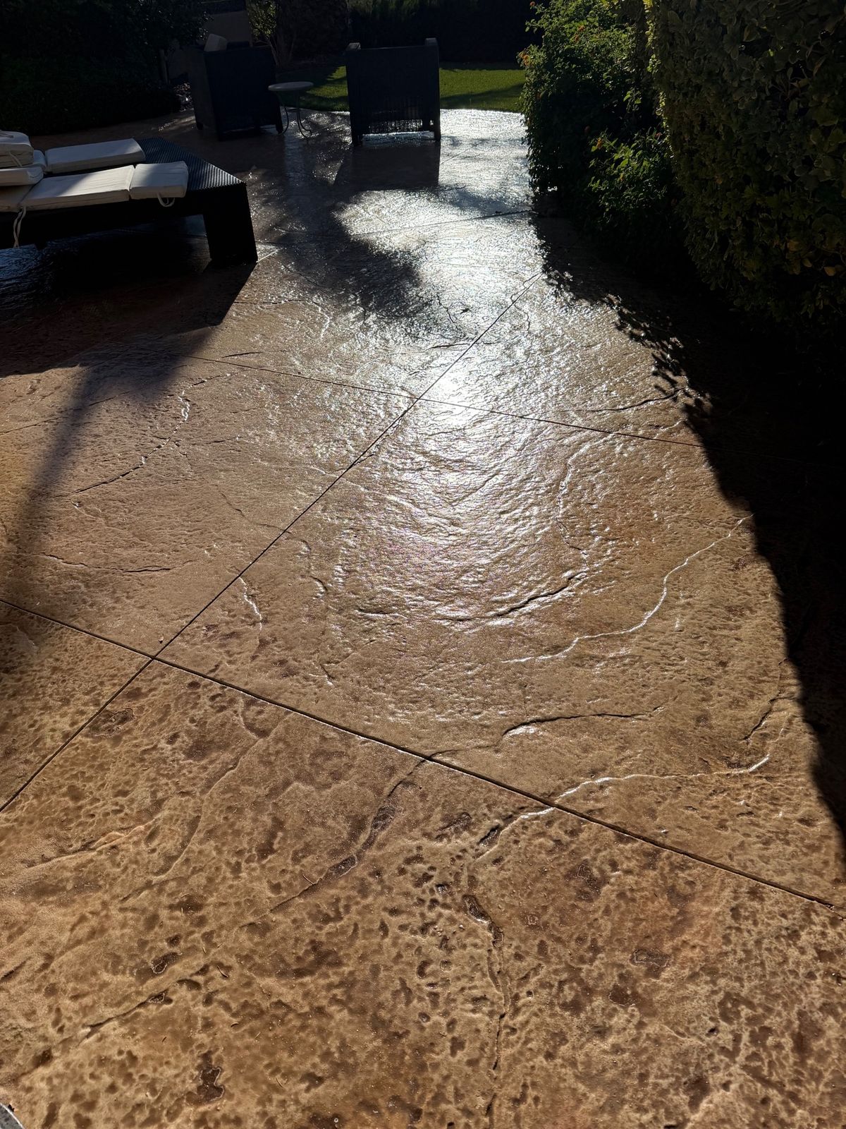 Stamped concrete just after sealing