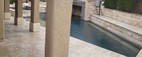 Sealed travertine pool deck