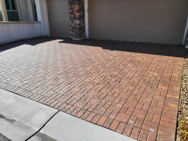 Red brick paver driveway