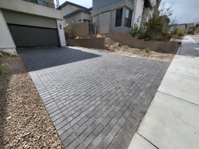 Charcoal paver driveway