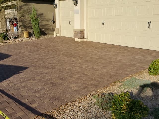 Finished herringbone driveway