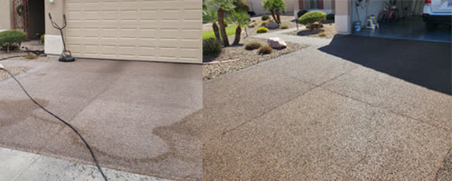 Pebble deck before and after resealing