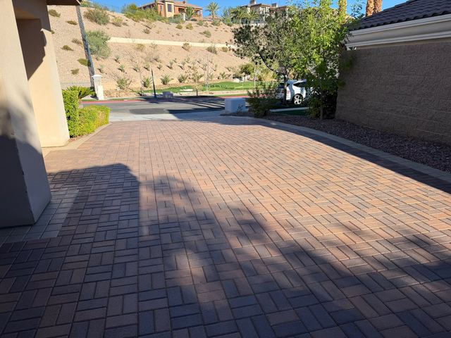 Sealed basketweave paver driveway