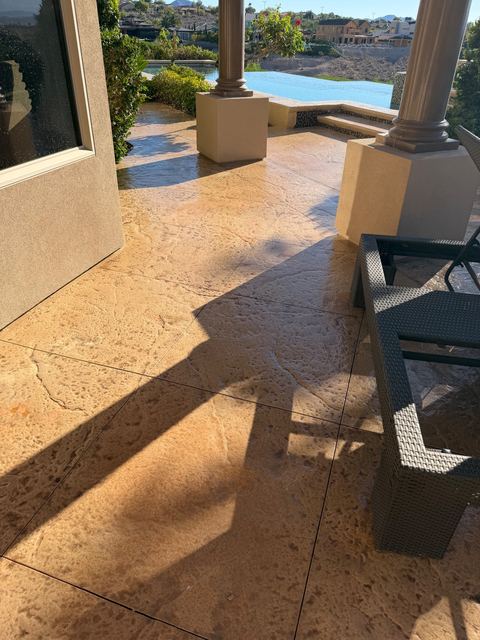 Stamped concrete pool deck
