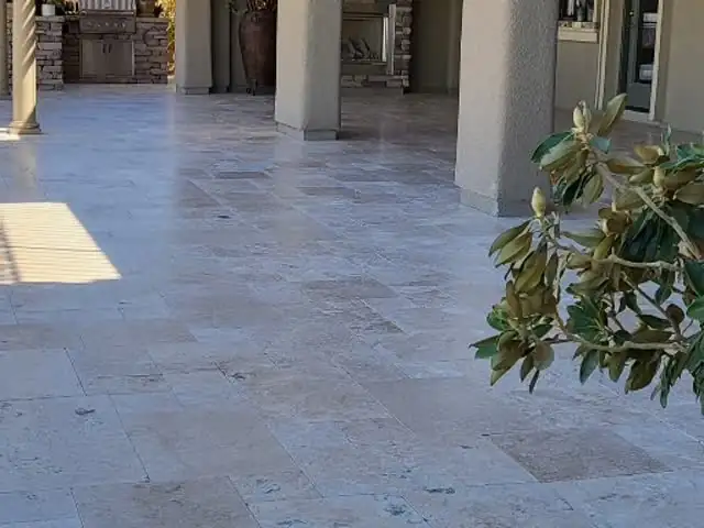 Travertine covered patio