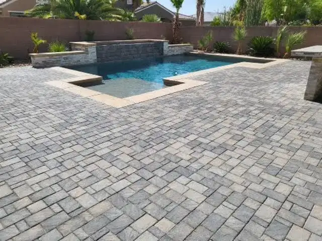 Gray paver pool deck