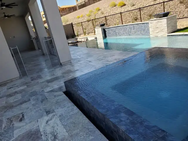 Travertine pool deck