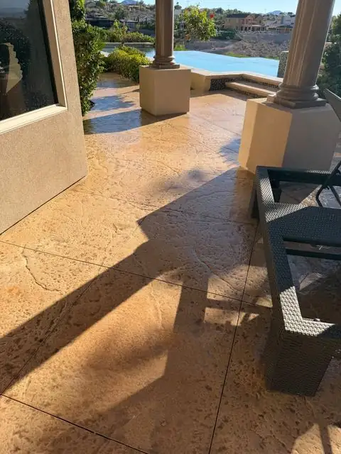 Stamped concrete pool deck