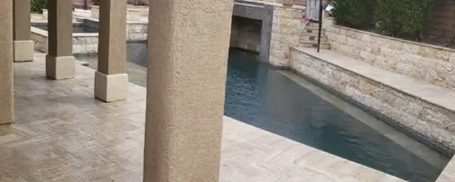 Sealed travertine pool deck